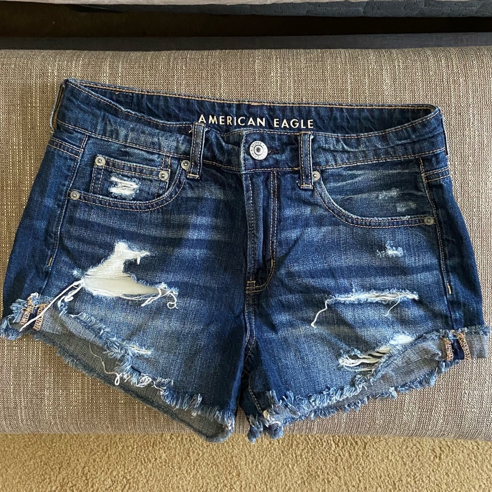 AE Destroyed Denim Shorts